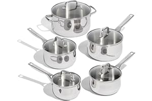 Lagostina Classico 10-Piece Stainless Steel Cookware Set, Pots and Pans Set with Lids, Induction Compatible, Oven Safe, Silve