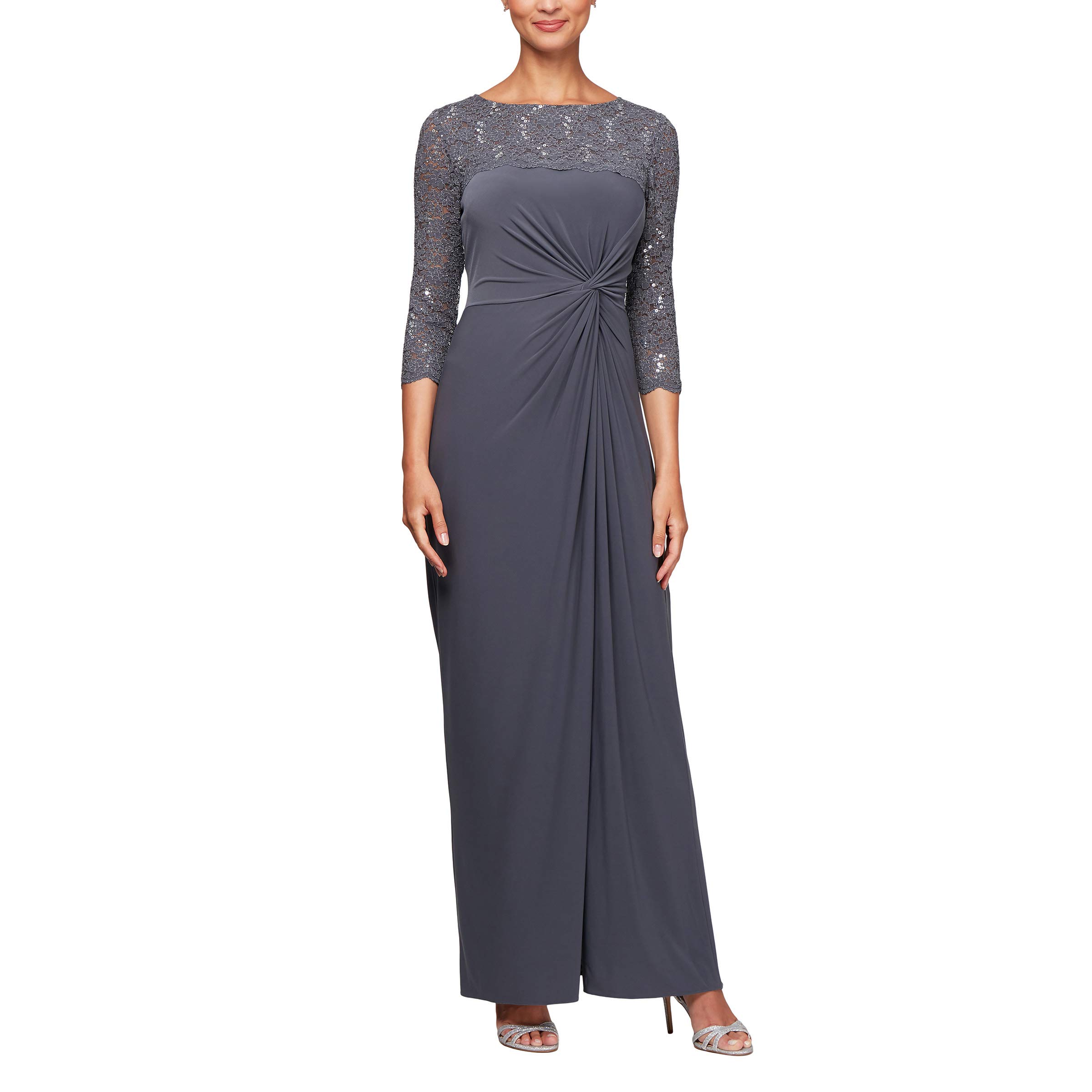 Alex Evenings Women's Long Dress with Knot Front Detail
