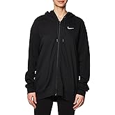 Nike Sportswear Women's Oversized Jersey Full-Zip Hoodie (DM6415-010, Black/White) Size Large