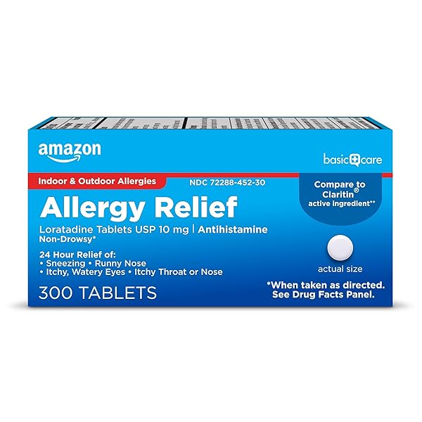 AMAZON BASIC CARE ALLERGY RELIEF LORATADINE TABLETS 10 MG, 300 COUNT (PACKAGING MAY VARY)