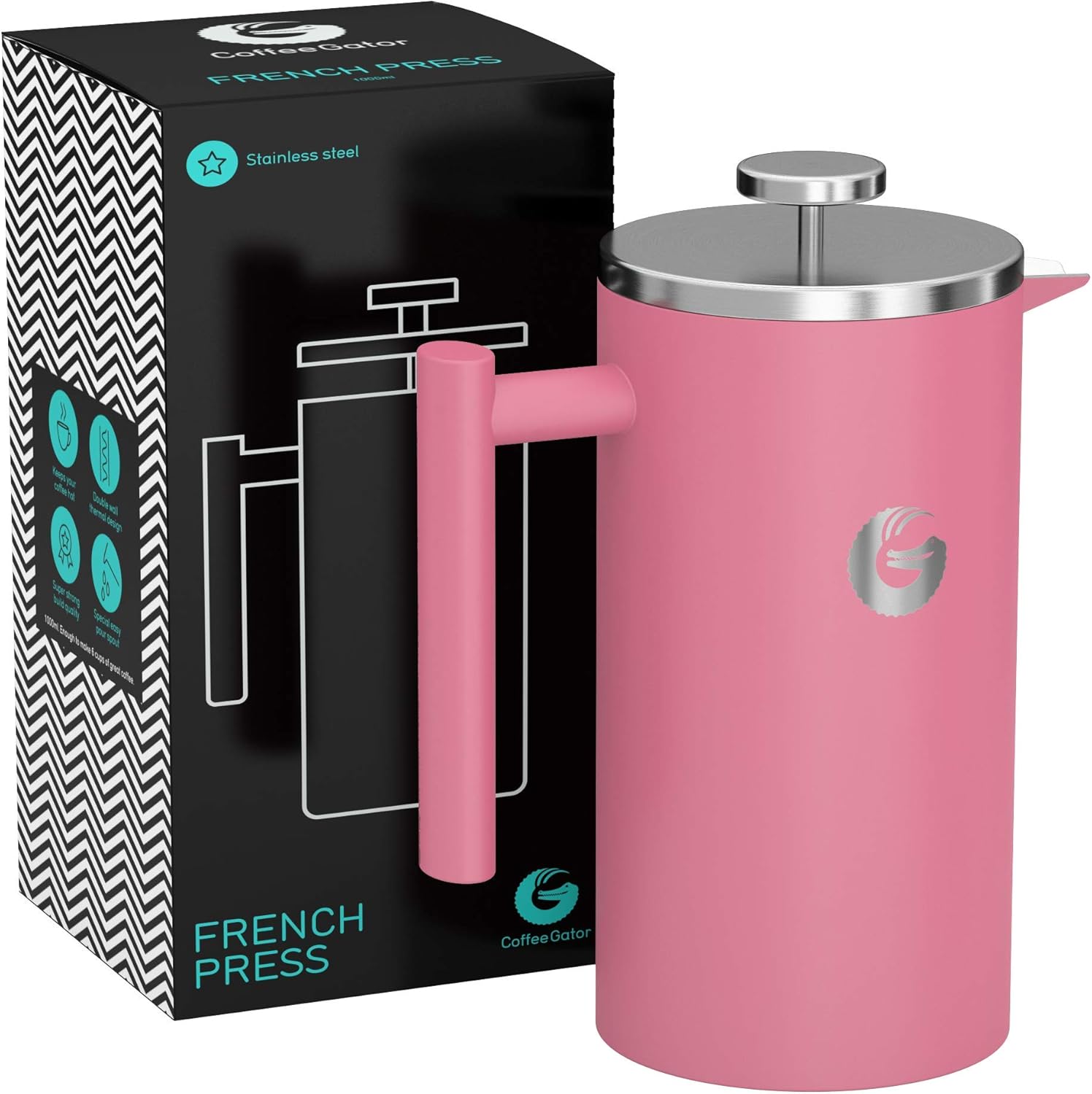 Coffee Gator Cafetiere Coffee Maker Less Sediment, HotterForLonger, Thermal French Press