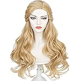 Wiggy Mermaid Blonde Wavy Wig for Women 70CM Long Blonde Curly Elf Wigs Princess Queen Wig for Halloween Costume Cosplay Movie Roleplay Party