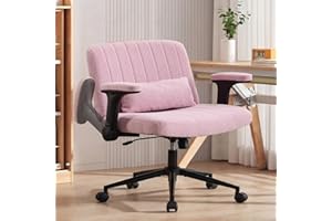ZRNINR Criss Cross Chair with Flip-Up Arms and Wheels, Plush Cross Legged Office Desk Chair, Wide Height Adjustable Swivel Co