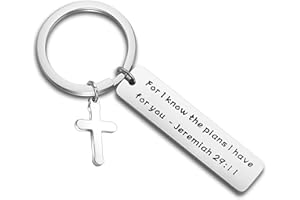 FEELMEM Religious Gifts Jeremiah 29:11 For I Know the Plans I Have For You Keychain Christian Baptism Gift Christening Gift