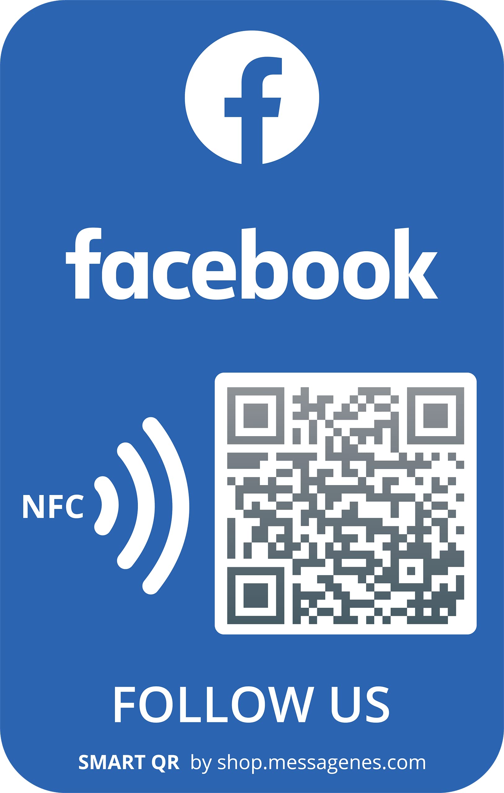 MESSAGENES Customizable Facebook QR NFC Sticker | Boost Followers | Reusable QR | 1 Rectangular Unit | Premium Quality | Ideal for Business, Showcase, Store, Wall or Window