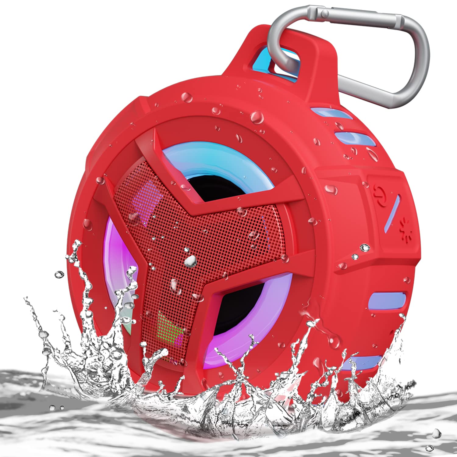 Photo 1 of EBODA Bluetooth Shower Speaker, Waterproof Portable Speakers IPX7 Floating, True Wireless Stereo BT 5.0 Speaker with Bass, 2000mAh LED Light for Shower, Pool, Beach, Gifts for Women- Red