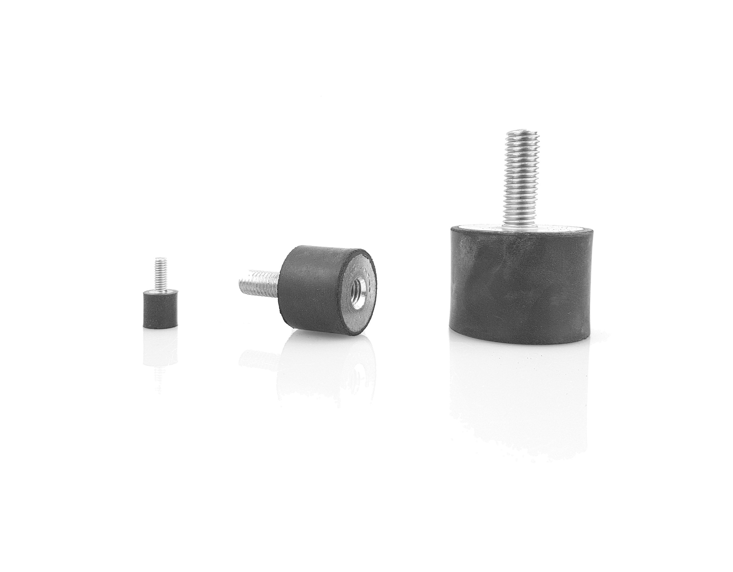10 x Rubber Buffer Type B Diameter 15 mm 10 mm M5 WTB® Rubber Metal Buffer with Internal and External Thread Metal Parts Galvanised Steel Natural Rubber Hardness 55 ° Shore