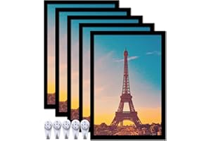 icariery 13x19 Picture Frame Set of 5, Black Photo Frames High Transparent Wall Gallery Desktop Horizontal Vertical for Canvas Collage Photo Poster Certificate 13 x 19 inches