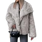 Cicy Bell Womens Faux Fur Coat Winter Shaggy Casual Oversized Lapel Jackets Warm Fuzzy Outerwear