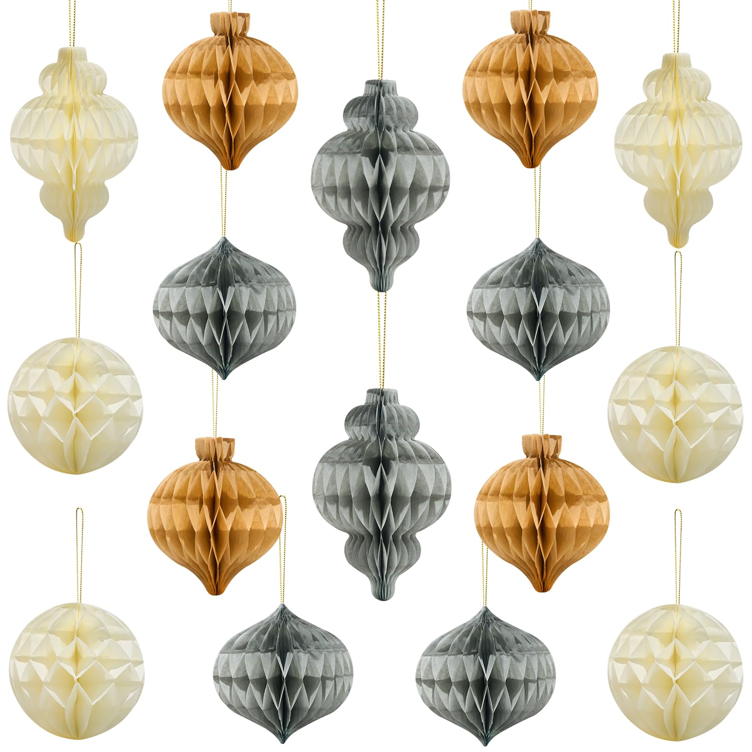 Syoulin Christmas Party Decorations Paper honeycomb-16 PCS 3D Hanging Christmas Tree Ornament,Premium Reusable Christmas Decorations