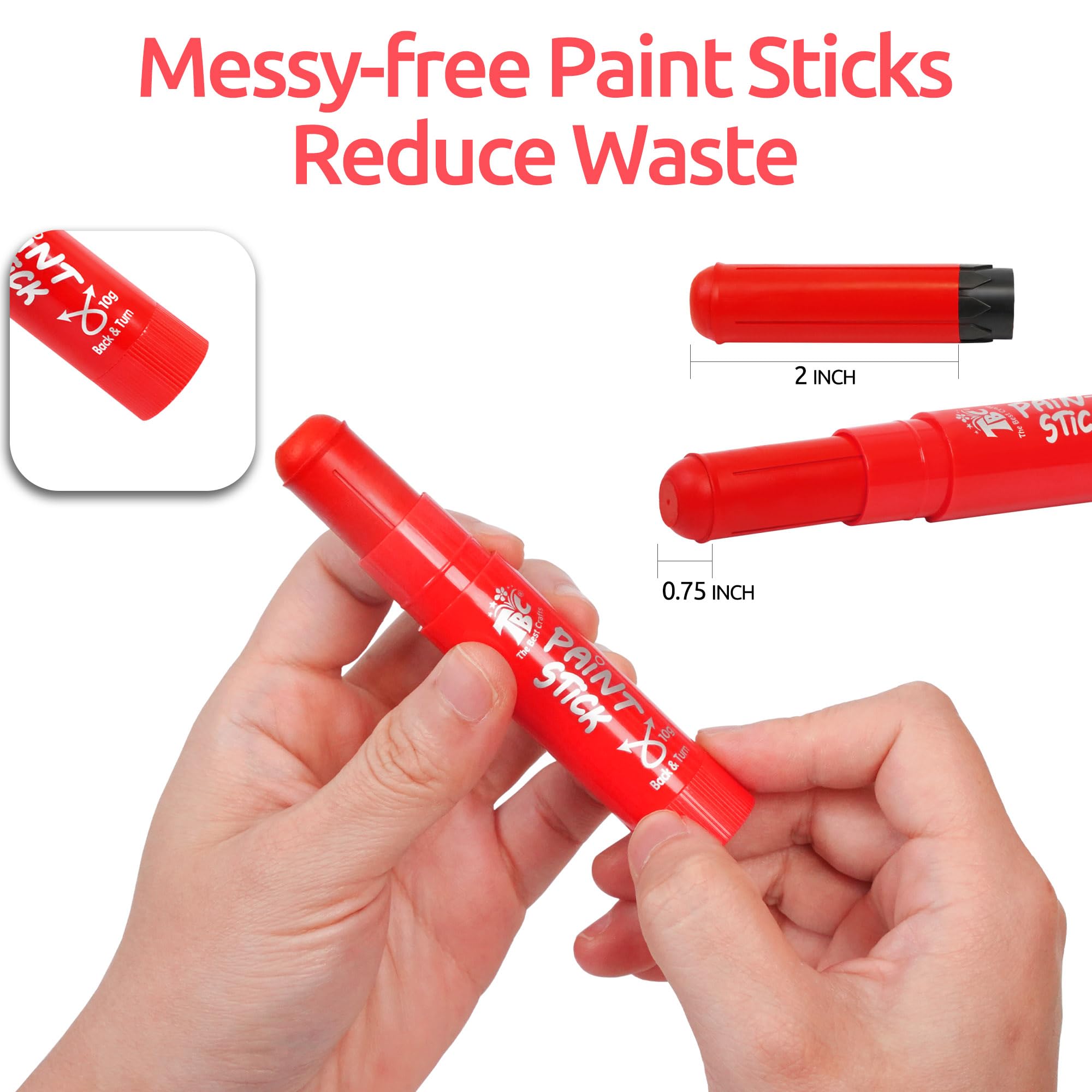TBC The Best Crafts Paint Sticks, 6 Classic Colors, Washable, Non- Toxic, Tempera Paint Sticks for Kids and Student(6 Colors)