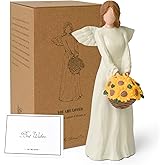 Sunflower Gifts for Women, Gardening Gifts for Women, Resin Sculptured Guardian Angel Figurines with Sunflower Basket, Summer Fall Decorations for Home, Christmas, Wedding, Birthday Sunflower Decor