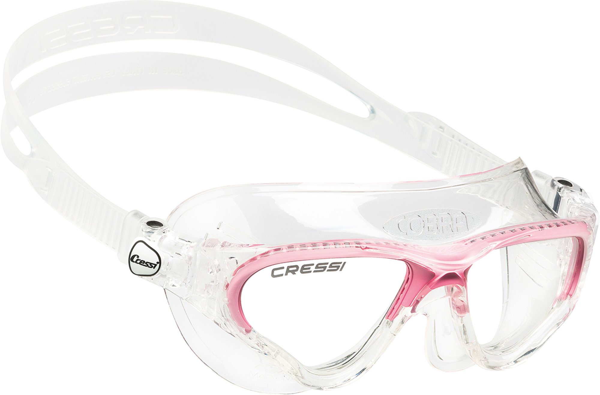Cressi Cobra Anti Fog Premium Swim Goggles Mask - Clear/Pink