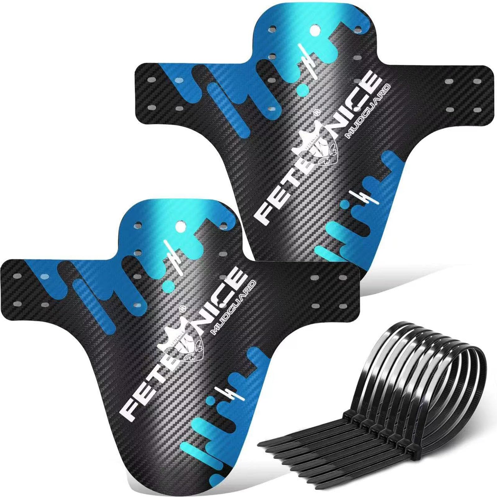 FETESNICE 3D Carbon Fibre MTB Mudguard Set – Thickened 0.8mm PP, Front & Rear Bike Fender Kit for Mountain Bikes (20–29”)