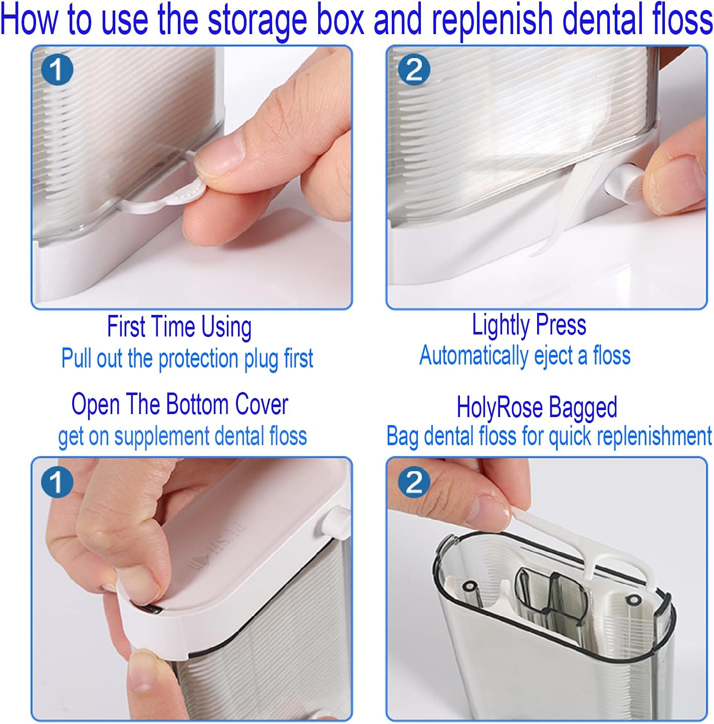 HolyRose Floss Storage Box, Pop Up Dispenser ,Dental Floss Picks High Toughness，Natural Environmental , Glide Clean Teeth No Break, Dispenser Floss 88 Count (Gray): Health & Personal Care