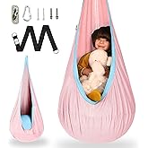 OUTREE Kids Pod Swing Seat, Cotton Child Hammock Swing Chair, Sensory Swing for Indoor and Outdoor Use, Macaron Pink