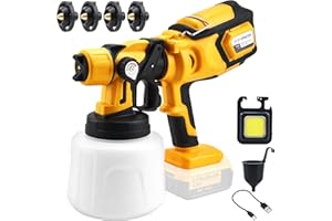 Cordless Paint Sprayer for Dewalt 20V MAX Battery.Paint Spray Gun with Powerful Motor and 4 Copper Nozzle.650w Electric HVIP 