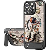Bouvardia for iPhone 16 Pro Max Case - Multi-Scenario Kickstand & Cosmic Astronaut Pattern - Compatible with Magsafe - Aesthetic Cute Design for Women and Girls