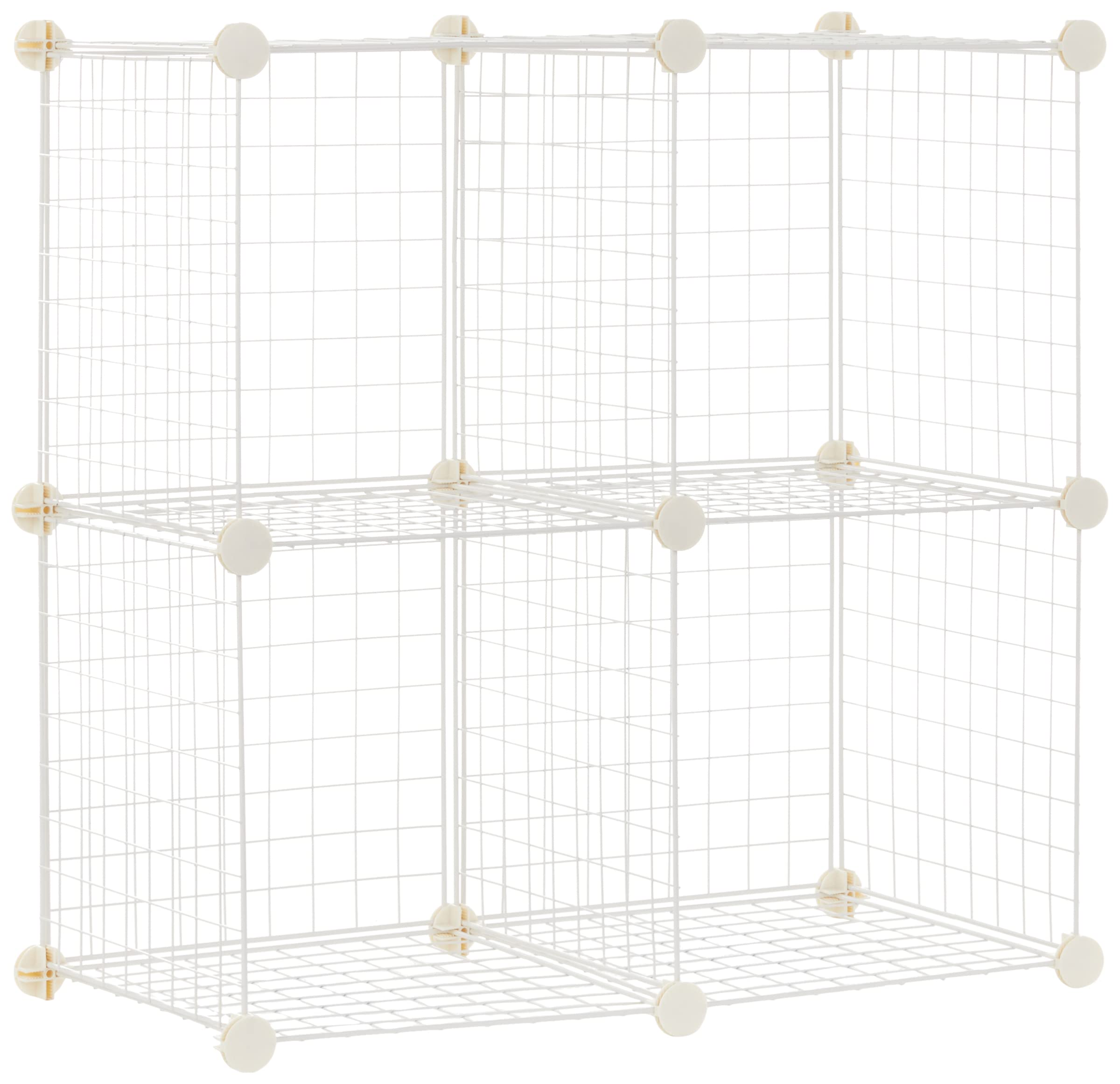 Amazon Basics 4 Cube Wire Storage Shelves, White, 37 cm D x 77 cm W x 77 cm H