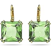 SWAROVSKI,Millenia Drop Earrings,Square Cut,Green Crystal,Gold-tone Finish