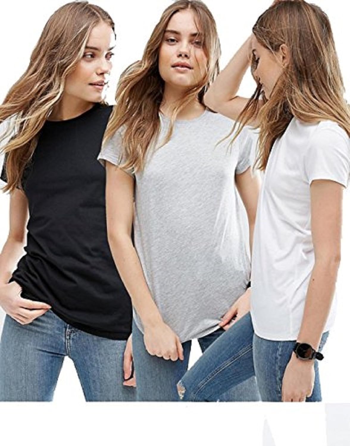 avaatar women's cotton t-shirt (awhs-01_grey, white, black) - pack of 3