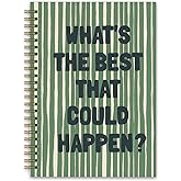 NaZaUK Inspirational Journaling Spiral Notebook for Women, Aesthetic Spiral Notebook, Motivational Notebooks for Note Taking, Whats The Best That Could Happen Hardcover Journal 5.5x8.3Inch