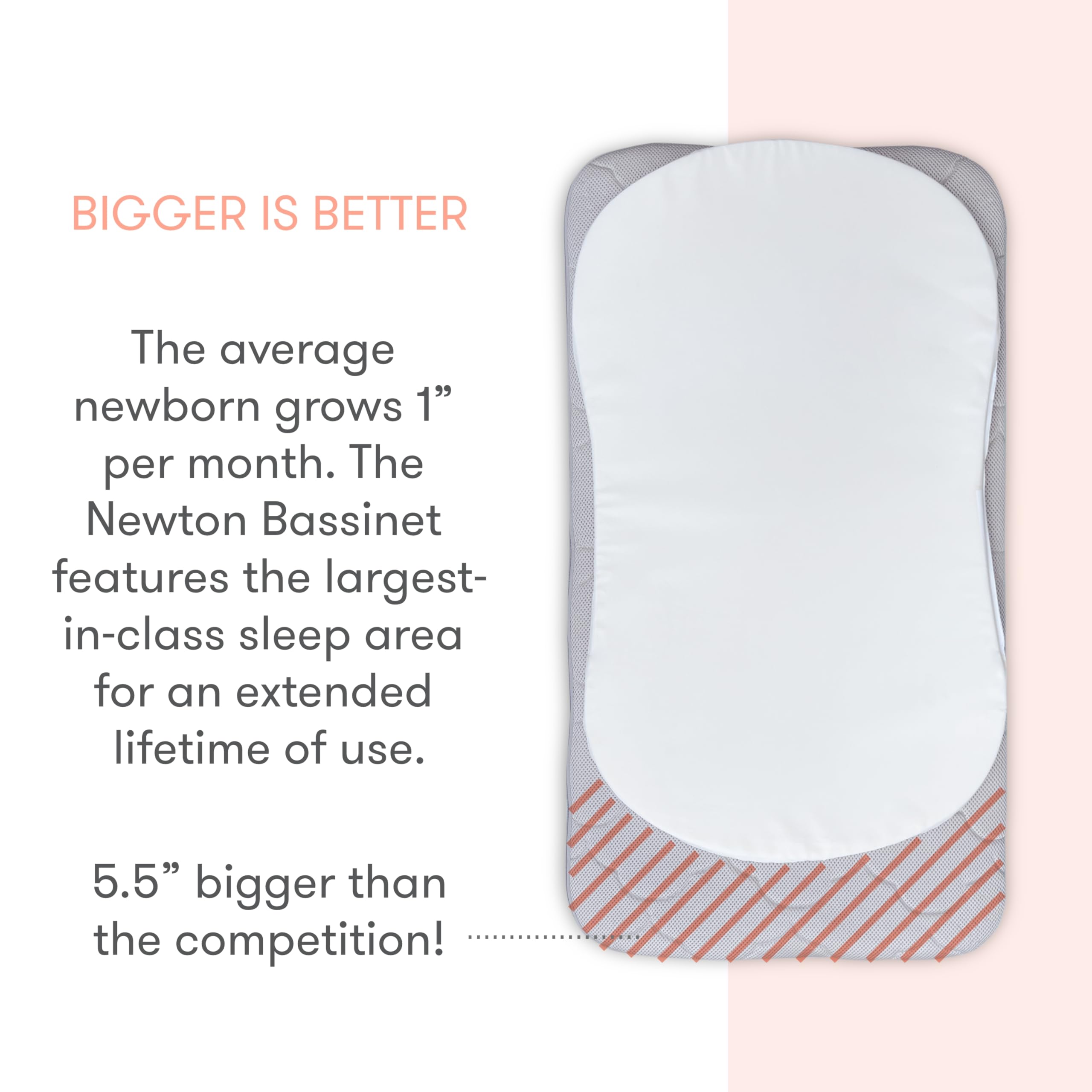 Newton Baby Bassinet & Bedside Sleeper with Mattress & Sheet - Ultra-Breathable & Completely Washable, Removable Dual-Layer Cover | Solid Birch Frame Adjustable Height & Infant Access Opening