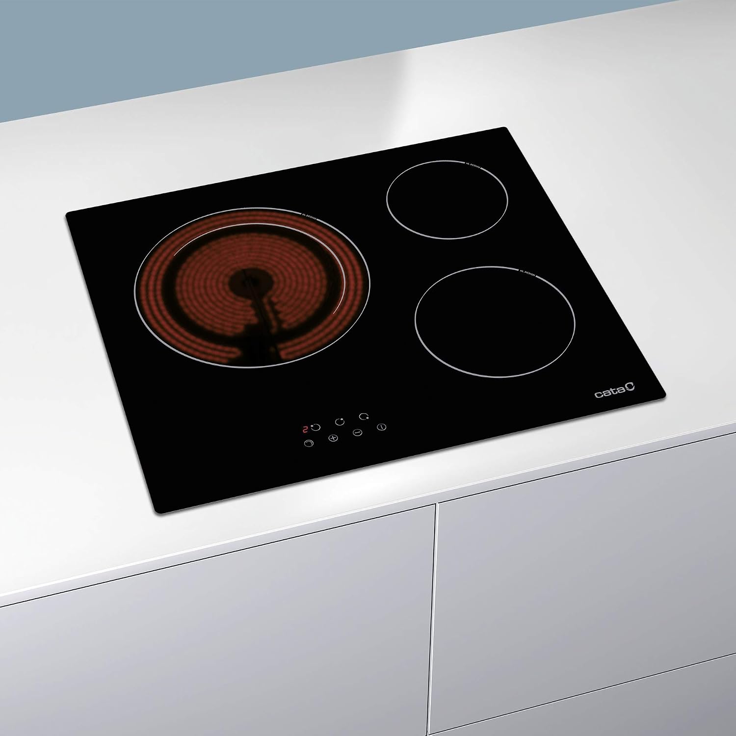 Cata BK Glass Ceramic Plates | TD 6003 | 3 High Light Cooking Zones | Width 59 cm | 9 Adjustable Levels | Total Power 5.4 kW | Black, 1800 W, Ceramic - Image 5
