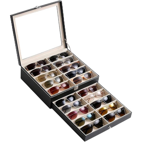PU Eyeglass Storage Case with 32 Adjustable Slots Amazon.com: ProCase 3-layer Sunglasses Storage Organizer, 18  main image 4