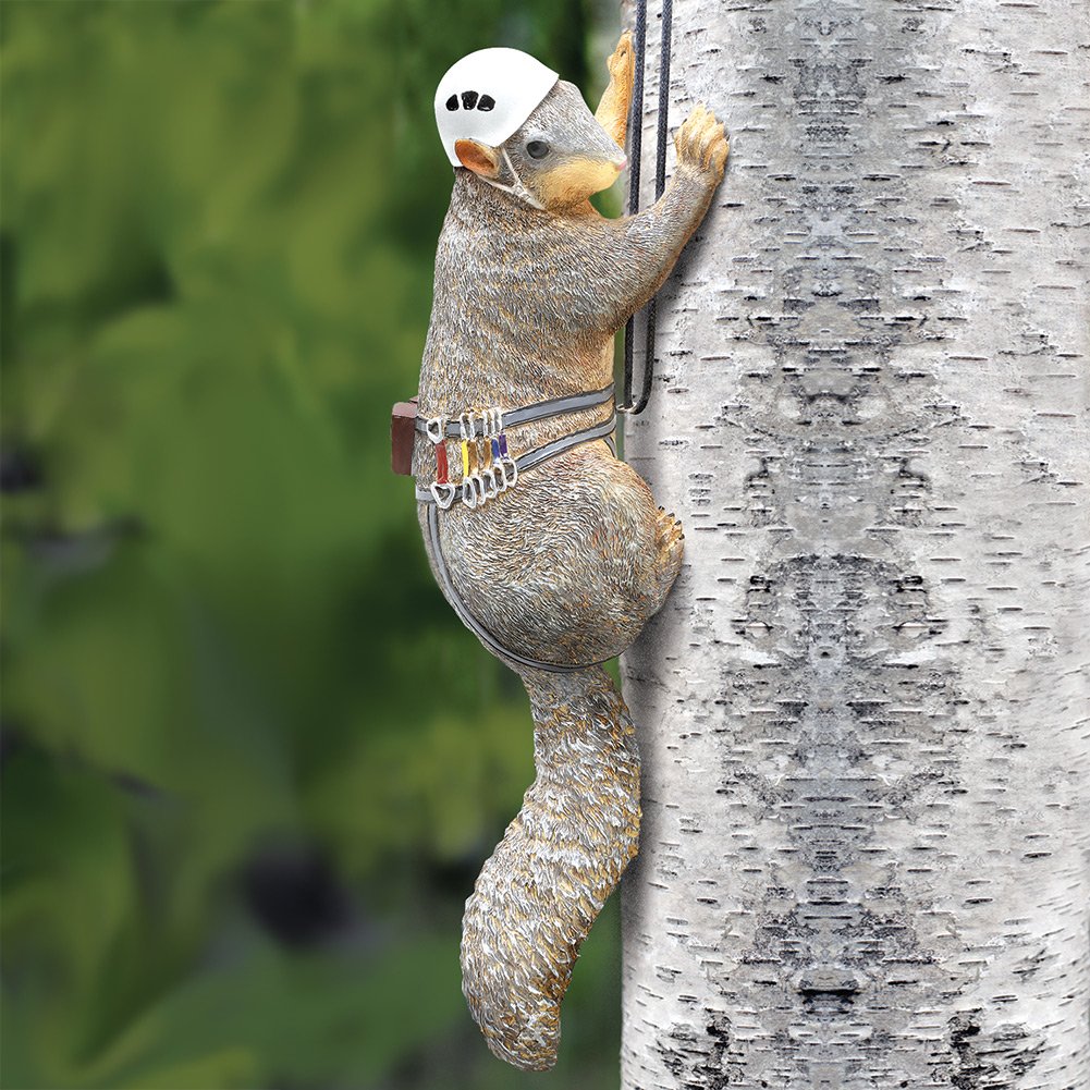 Outdoor Hand Painted Squirrel Tree Climber Sculpture Fun Garden
