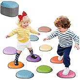 Stepping Stones for Kids, 10 PCS Non-slip Toddlers' Balance Sensory Toys, Indoor & Outdoor Play, Obstacle Course Game for Children Promoting Coordination and Motor Skills, Ages 3 4 5 6 7 8+