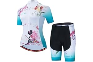 HIMYBB Women's Cycling Jersey Set Bike Shirt Reflective+5D Padded Shorts S-3XL