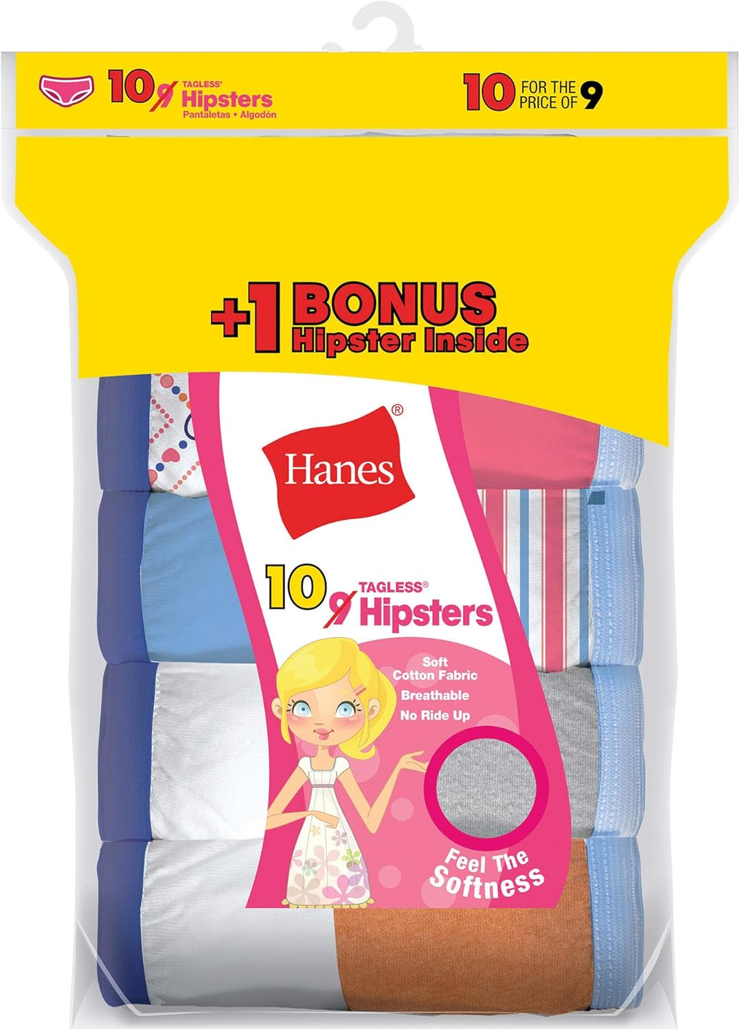 Hanes Girls' Hipster Multipack (colors and prints may vary): Clothing