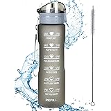 XACIOA 32oz Water Bottle with Straw & Motivational Time Marker, Leakproof BPA Free ,Ensure You Drink Enough Water Throughout