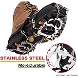 Upgraded Version Of Walk Traction Ice Cleat Spikes Crampons,True Stainless Steel Spikes And Durable Silicone,/Boots For Hiking On Ice&Snow Ground,Mountian.-By EnergeticSky