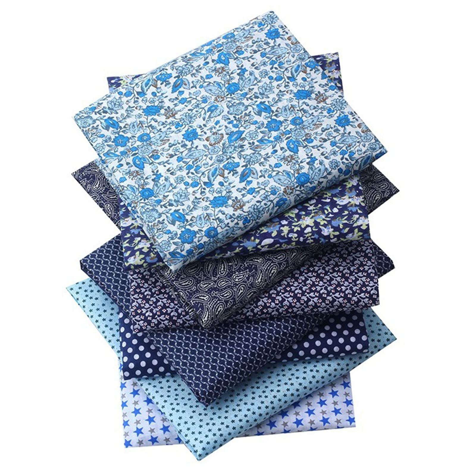 Cotton Craft Fabric Bundles, Fabric Fat Quarters Bundle 8PCS 50 x 50cm Patchwork Material for Sewing Patchwork Different Pattern Cloths DIY Scrapbooking Artcraft (Navy Blue-8)