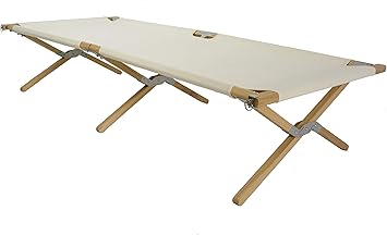 Amazon Co Jp Hecta Design ヘクタデザイン フォールディングウッドコット ワイドコット コット 木製 折りたたみ オリジナル座面張り調整金具 組立簡単 帆布生成り Sports