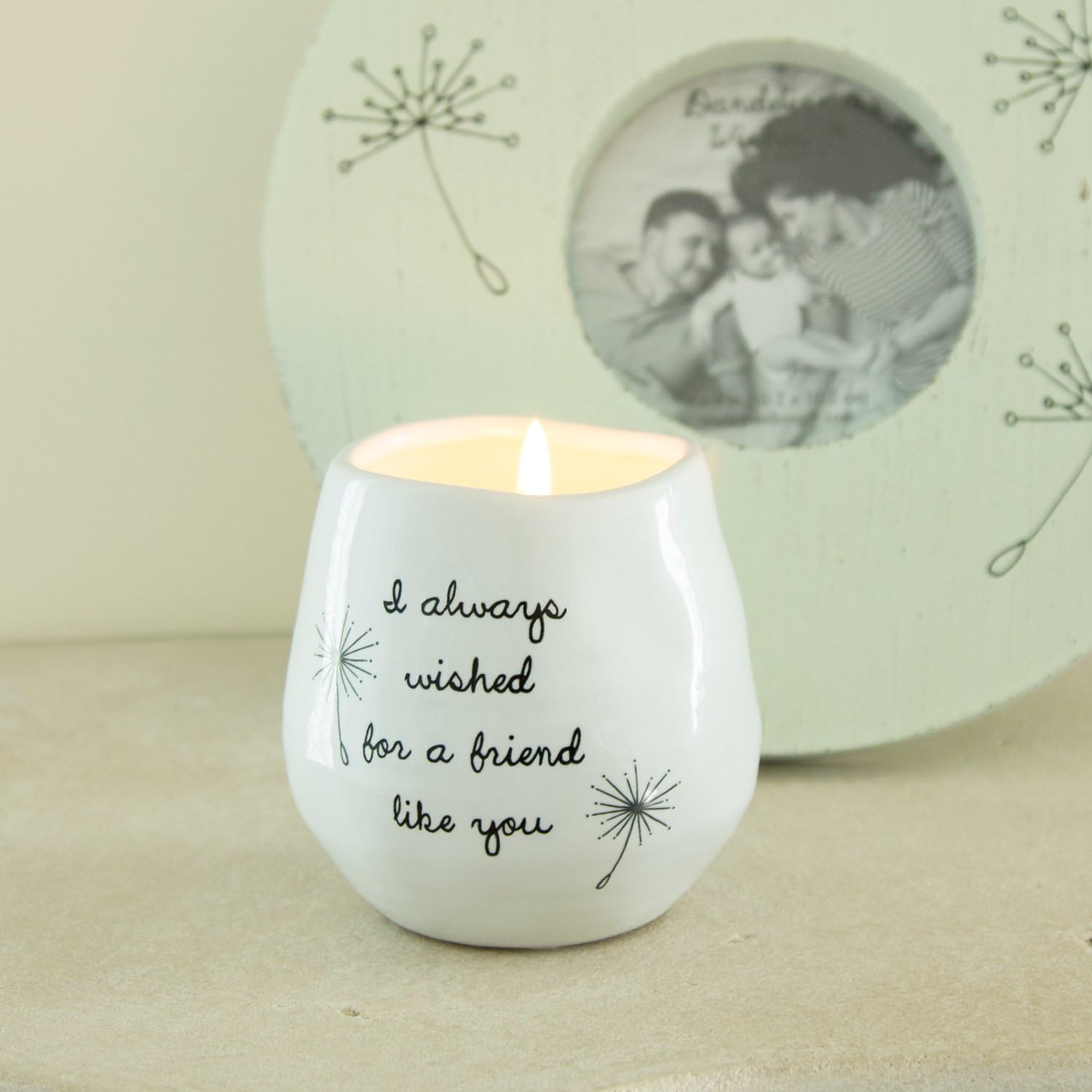 Pavilion Gift Company Plain Dandelion Always Wished for a Friend Like You White Ceramic Soy Serenity Scented Candle: Home & Kitchen