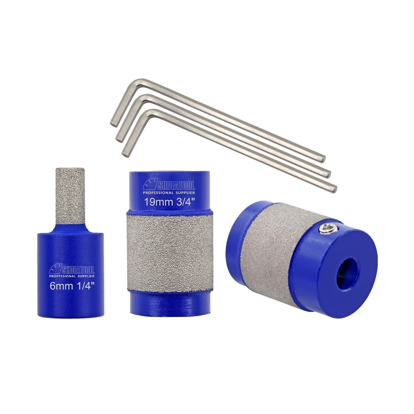 SHDIATOOL Diamond Glass Grinder Bits for Stained Glass,Grinding Wheel, Stain Glass Tools for Glass Grinder (3 Pieces,6mm, 19mm 25mm)