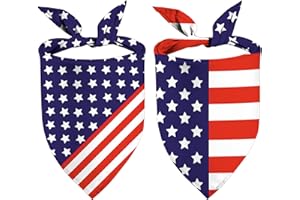YAOFAVO 4th of July Dog Bandanas 2 Pack, Triangle Reversible American Flag Pet Patriotic Scarf for Boy and Girl, Premium Durable Fabric, USA Bandana for Medium and Large Dogs (One Size, America Flag Design)