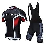 Hotlion Men's Cycling Jersey Sets with 3D Gel Black
