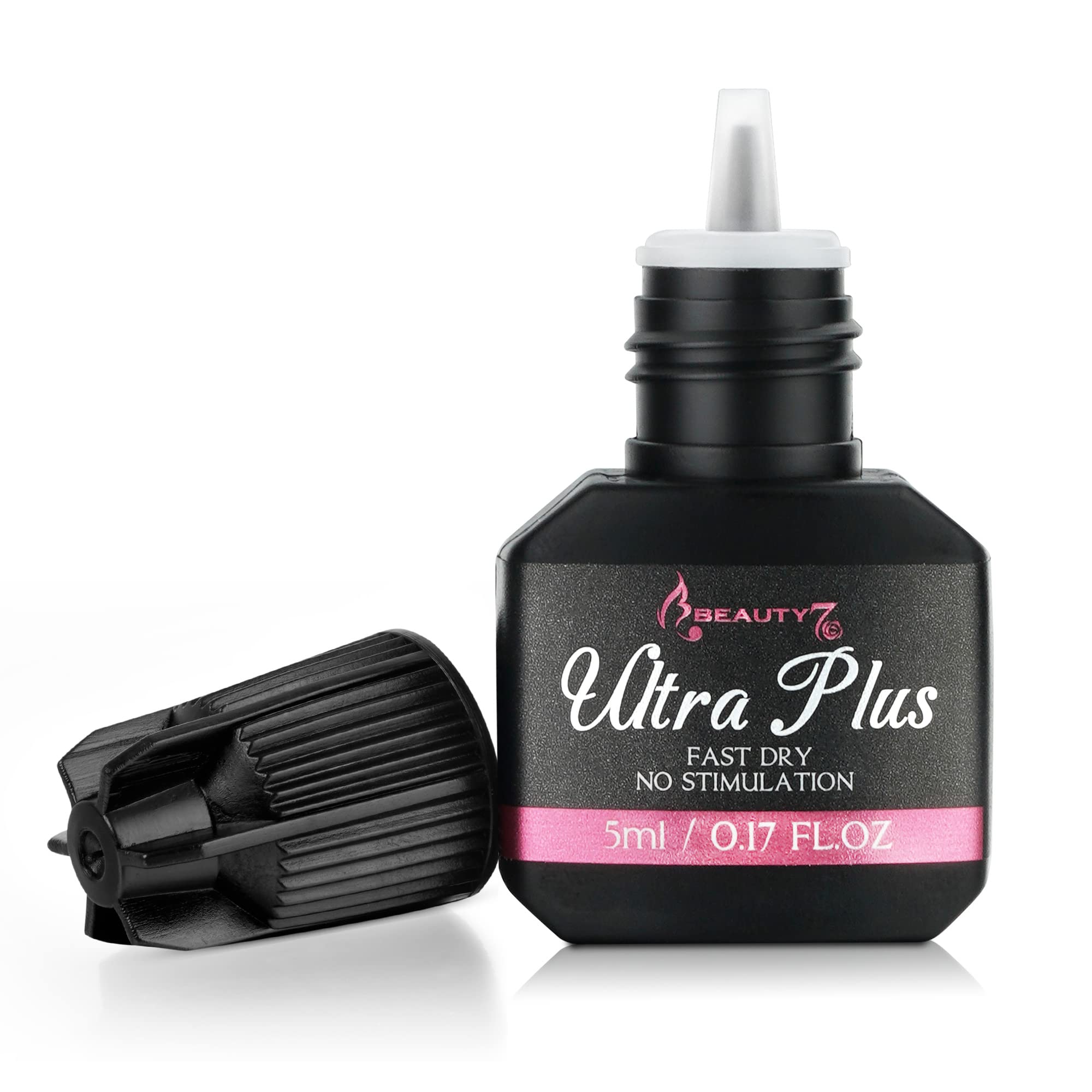 Beauty7 Low Stimulation DIY Extension Eyelash Glue Black 5ml for Self-application, 3-4 Second Drying Individual Lash Adhesive, No Irritaiton for DIY Lash Extension