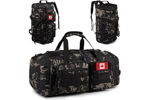 Tactical Gym Bag for Men，50L Large 3 in 1 Sports Duffle Bag with Shoes Compartment for Travel,Water Resistant Travel Backpack