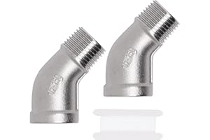 SWZHAI 2PCS 45 Degree Elbow 1/2" NPT Male to 1/2" NPT Female Street Elbow 304 Stainless Steel Pipe Fittings Male to Female Threaded Coupler