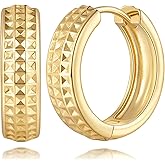 RAYSAM Gold Hoop Earrings for Women 14K Gold Hoop Earrings for Women Dainty Hoops Earring for womens Unique and Eye-Catching Carved Design Everyday Sensitive Hypoallergenic Hoops Earring for Womens 19mm