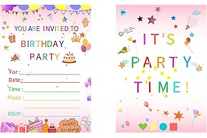 32 Pack Birthday Party Invitation Cards, Perfect for Kids, Adults, and All Celebrations,4.72 x 6.69 Inches (Stars)