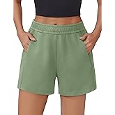 PINSPARK Athletic Sweat Shorts Women Elastic High Waisted Comfy Short Drawstring Casual Lounge Shorts with Pockets
