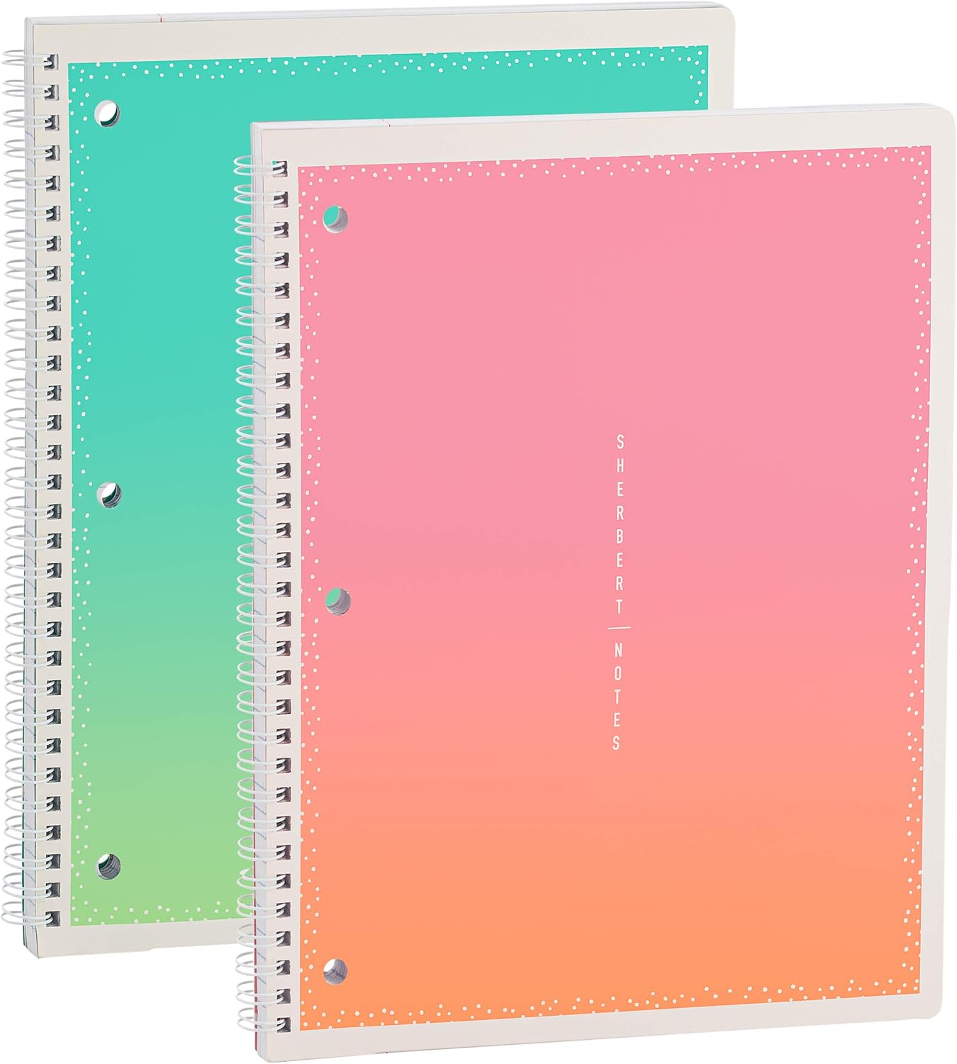 Uniquely Designed 1 Subject Notebook 10.5 x 8.5 College Ruled Paper Board Cover 80 Sheets Perfect for Kids School, Collages, Office and Home Use Sherbert Design Pink & Green (2 Pack) Emraw : Office Products