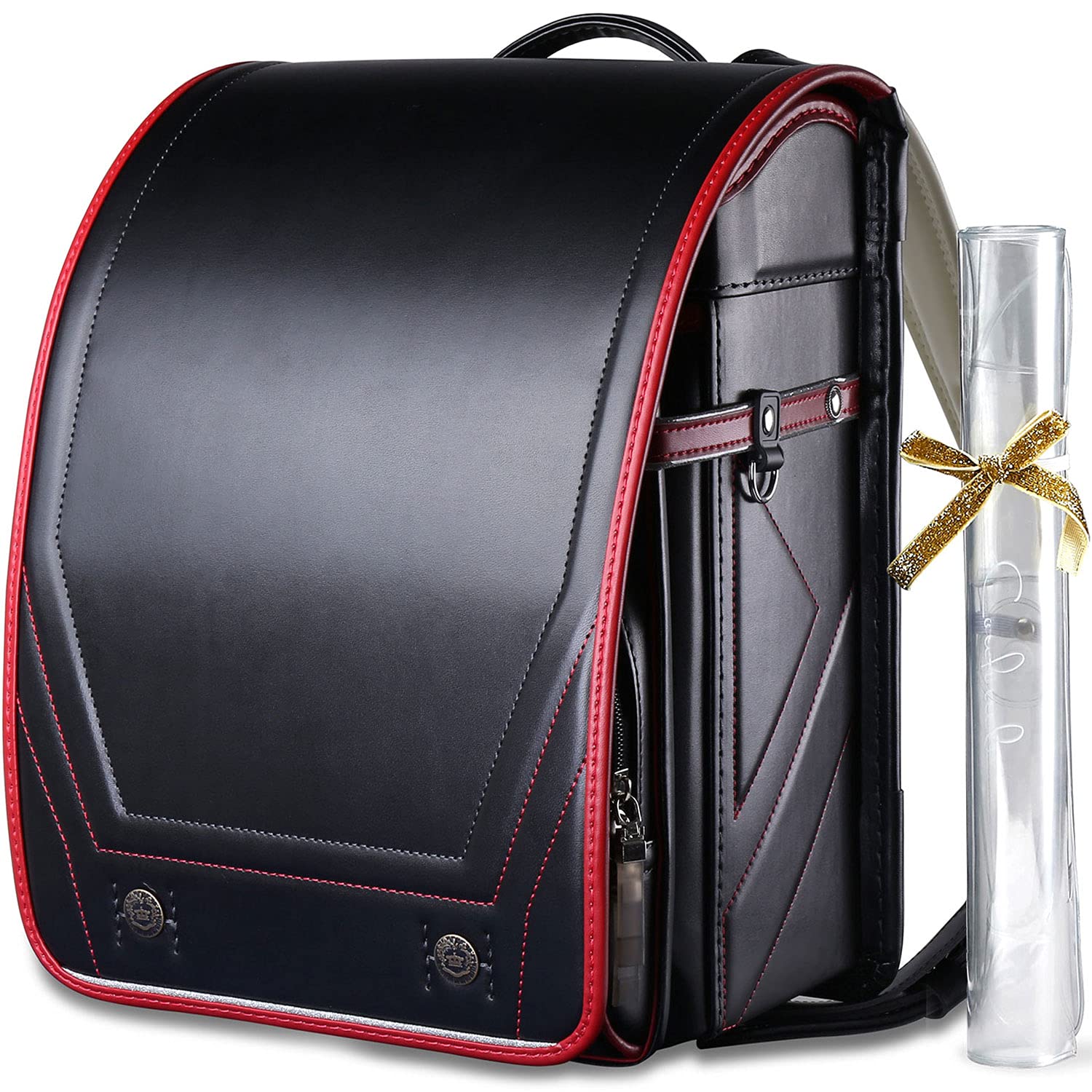 [Coulomb] クーロン プレリュード・ランドセル 男の子 A4フラットファイル対応 撥水加工 ワンタッチロック【透明ランドセルカバー付】 贩売者6年保証 (BK+R)商品画像