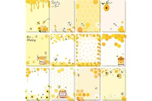 Chiisong 12 Pieces Bee Sticky Notes Bee Notepads Gifts 3x4 Inch Adhesive Honey Memo Notes for Women to Do List for Memo Reminder List for Office Home Supplies Teachers Gift